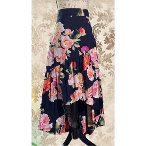 Eliza J Womens 6 Cottage Floral High Low Peony Ruffle Boho Vacation Skirt
